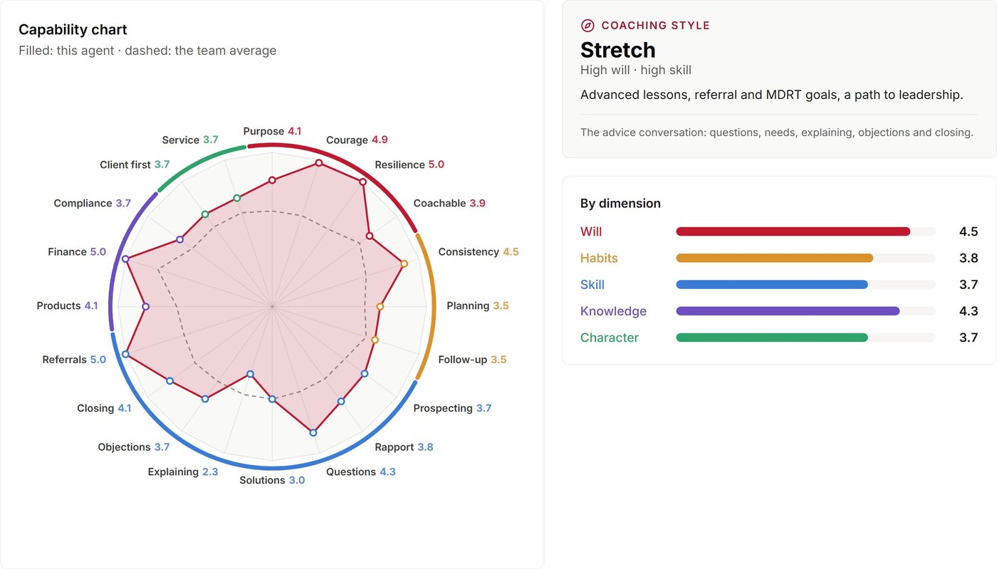 One adviser: the chart, the coaching style, the dimensions