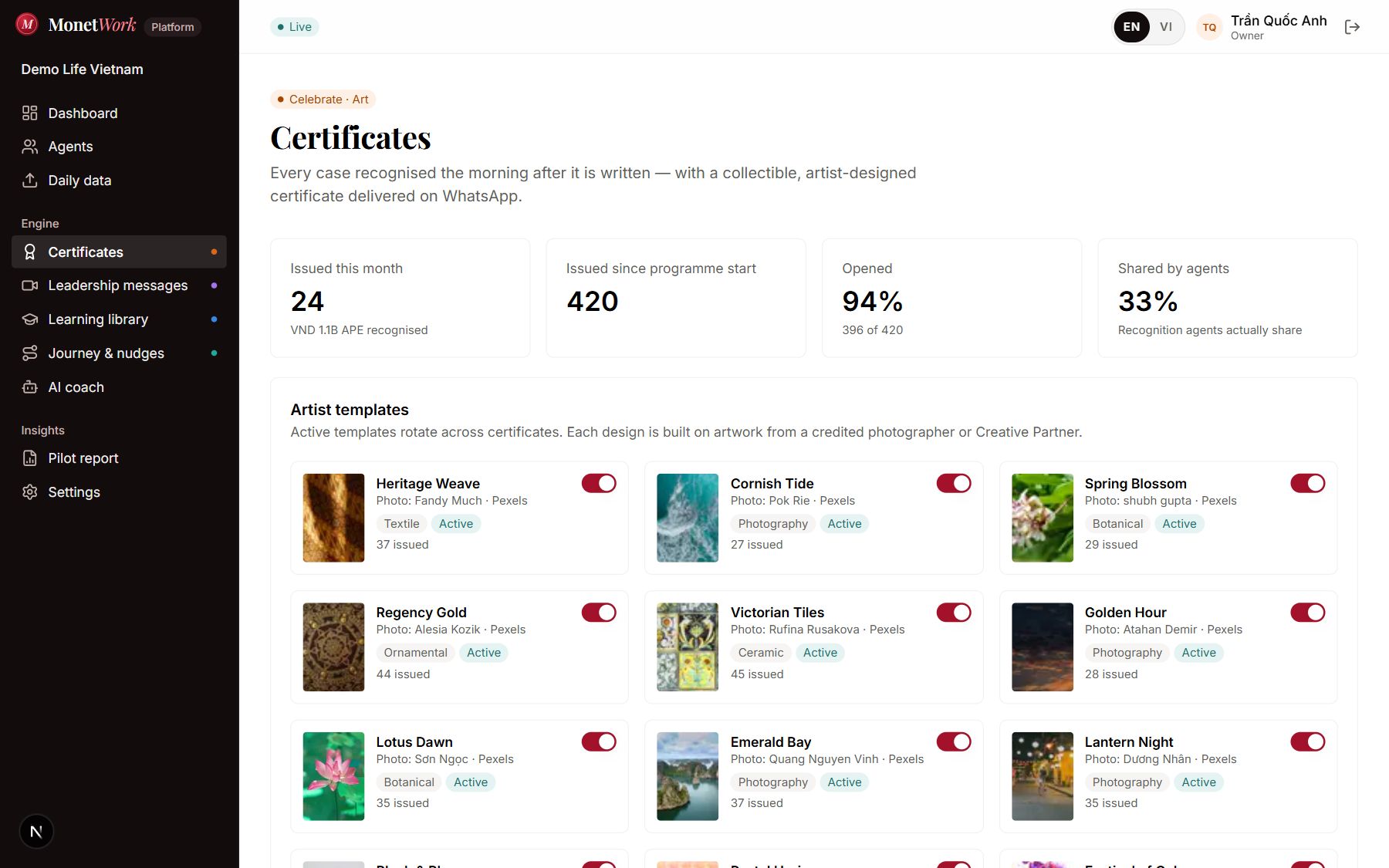 Recognition worth framing